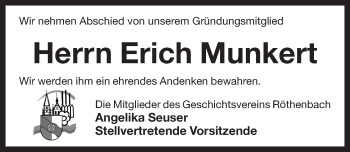 Traueranzeige von Erich Munkert von Pegnitz-Zeitung